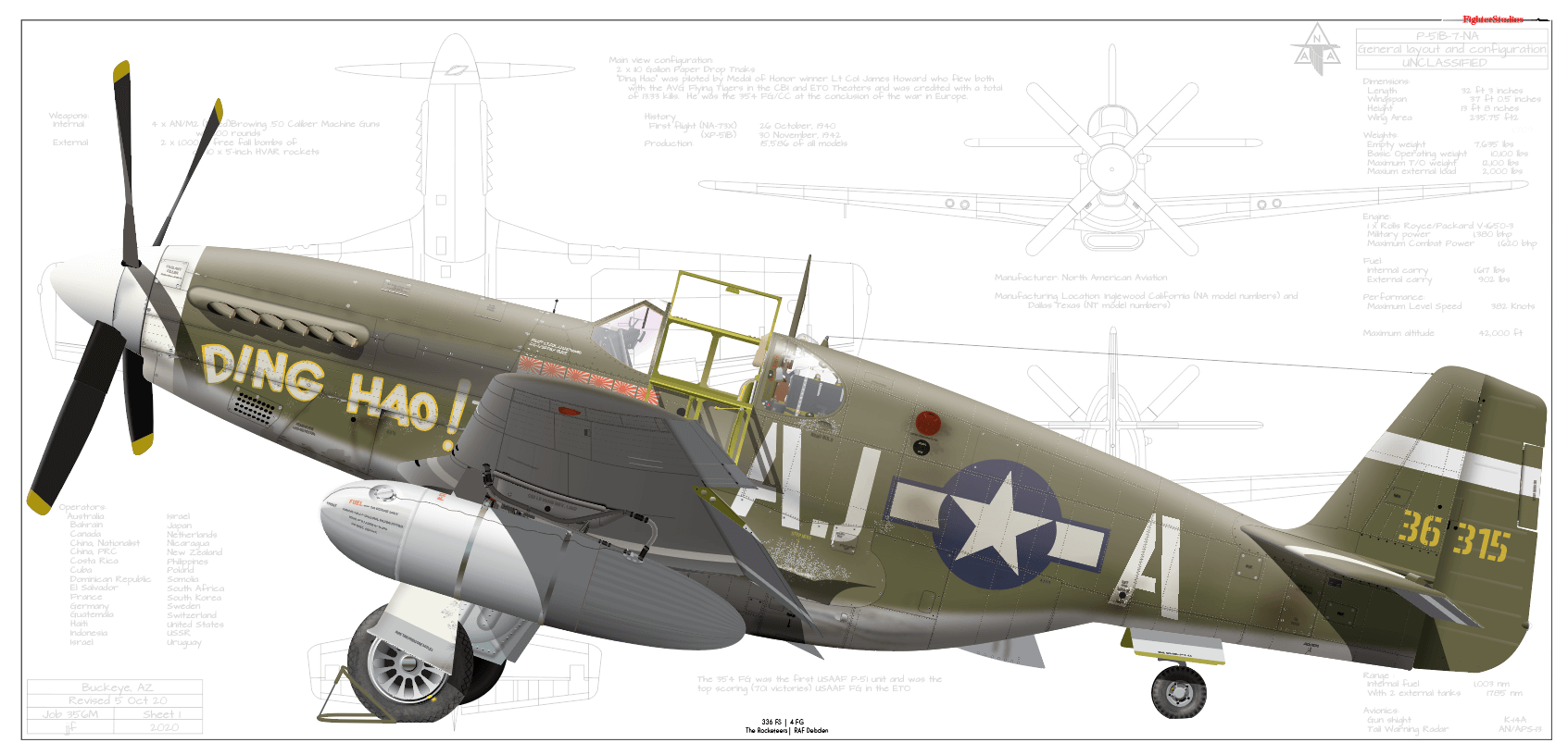 North American P-51 Mustang Fine Art Aviation Profile Prints